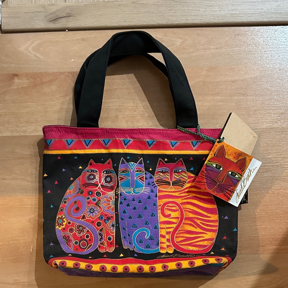 Laurel Burch Black and Multicolor Cat Tote
